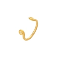 Macro view of gold-plated leaf heart ring showing polished spiral metal texture - Gold Minimalist Swirl Texture