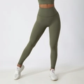 Olivgrüne nahtlose Yoga-Leggings mit hoher Taille und Push-Up-Effekt für Damen - S / Armeegrün