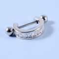 Silver stainless steel barbell cartilage stud with clear micro-paved cubic zirconia - Style 3#