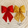 Set of two large red and gold velvet Christmas bows, 42cm high for tree decoration - 28cm / Red & Gold Metallic Bow Set