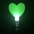 Detail of green LED heart-shaped glow stick with a glittery finish and white handle - Thickened Heart Wand Green