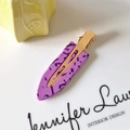 Detail of purple marble acetate hair clip with golden metal base on a white surface - 40# Acetate 7cm Seamless Clip