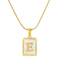 Minimalist gold stainless steel necklace featuring a rectangular letter E pendant charm - Gold Letter E (With Chain)