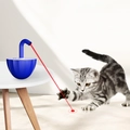 Automatic cat laser toy in blue showing red laser dot for pets playing on living room floor - Dark Blue