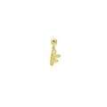 Detailed macro view of 18k gold plated bubble letter F pendant with polished finish - Letter F Pendant