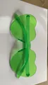 Translucent green heart-shaped rimless sunglasses in a vibrant candy jelly finish - Fluorescent Green