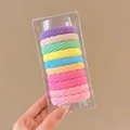 Macaron colored high elastic hair ties set in a transparent box held by hand - 10 Pieces in Box / 3# Colorful Ribbed