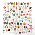 Set of 60 assorted KC gold enamel charms in various shapes for DIY jewelry making - Alloy Enamel Mix (M413)