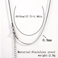 Sleek silver stainless steel snake bone chain with 45+5cm adjustable lobster clasp length - 0.9mm Square Snake Chain - Silver