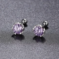 Elegant six-prong silver stud earrings featuring round-cut deep purple cubic zirconia stones - 0.3 Carat (4mm) / Light Purple