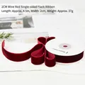 Single-sided wine red flocked ribbon roll 2cm x 4.5m for luxury gift wrapping decoration - 2cm Wide / 4.5m Long