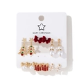 Christmas stud earring set featuring enamel tree, velvet bow and pearl snowman on card - Hollow Christmas Tree Stud Earrings Set