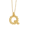 Gold plated beaded necklace featuring a stylish capital letter Q pendant with ball texture - Letter Q