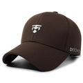 Casquette de baseball marron foncé en toile avec logo argenté et marquage métal DFSONG - Réglable / Café