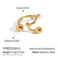 Especificaciones de tamaño detalladas del anillo abierto dorado con diseño de onda suave - Abierto Ajustable / Estilo Dorado (YYR023186-G)