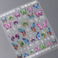 Self-adhesive butterfly nail art stickers with laser holographic effect and floral lace - 3D Iridescent Butterfly (M-215)