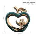Modern green and gold ceramic apple sculpture with love birds design, 23cm height - Green Gold Apple Bird