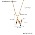 Letter N pendant necklace with colorful cubic zirconia in gold-plated copper and steel - Letter N
