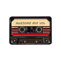Awesome Mix Vol retro cassette tape enamel pin in black and beige metal finish - Red and Yellow Mixed Tape Style (QHXZ2227)