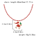 Handmade beaded Christmas necklace with red white beads and Santa Claus pendant - Santa Holding Tree Pendant-Red White Beads