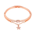 Rose gold bangle with sparkling star pendant and rhinestones on a clean white background - Rose Gold