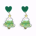 Transparent PVC Christmas tree earrings with colorful quicksand sequins and heart studs - Xmas Tree Studs
