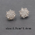3D silver flower earring studs with multi-layer petals and 1.5cm by 1.6cm size - Silver Lotus Shape Style (M60015)