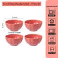 Set of 4 raspberry red 4.5 inch ceramic bowls for rice and dessert with glazed finish - Set of 4 / Raspberry Pink