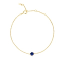 Macro view of gold-plated S925 silver chain with a blue zircon pendant and S925 hallmark - Bracelet / Blue / 18K Gold