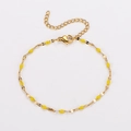 Bohemian gold link bracelet with yellow enamel beads and adjustable lobster clasp closure - Gold + Yellow Enamel