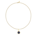 Lapis lazuli stone necklace with gold chain and deep blue round pendant jewelry - Lapis Lazuli