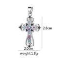 Silver cross pendant with colorful gemstones and ornate cutout patterns in 2.8cm - Silver Hollow Colorful Gemstone Cross (D1002KCH) / Pendant Only (No Chain)