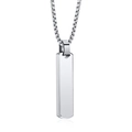 Minimalist silver stainless steel 3D rectangular bar pendant necklace on bead chain - Silver Pendant + 60CM Ball Chain