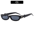 Lunettes de soleil rectangulaires rétro, monture noire, verres gris et détail métal - Monture Noire Verres Gris
