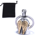 Vintage silver and gold eagle wing bell pendant with SALI engraving and black velvet pouch - Two-tone Gold with Pouch