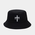 Détail du bob en coton noir avec motif croix Believe et coutures de haute précision - BELIEVE Croix (10# Noir)