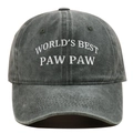 Macro view showing detailed white embroidery on vintage washed charcoal baseball cap - Army Green