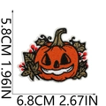 Detailed embroidery texture of orange Halloween pumpkin patch with size measurements - Style 13 - Large Pumpkin Ghost