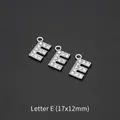 Silver letter E charm in alloy with sparkling rhinestones for jewelry making 17x12mm - Letter E (10 Pcs)