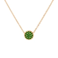 Rose gold plated stainless steel necklace with a round green gemstone pavé pendant - May Green - Gold