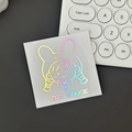 Holographic cartoon girl sticker with bunny ears and rainbow laser effect for scrapbooking - Holographic Silver (Girl)