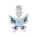 Elegante ciondolo a farfalla in argento sterling S925 con smalto blu e zirconi - Ciondolo Farfalla(BSC1025)