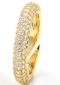 Chic gold-plated ring featuring three rows of sparkling micro-pave cubic zirconia crystals - Adjustable Open / Gold - White Zircon