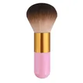 Chubby makeup brush with pink handle and dual-color gradient synthetic fiber bristles - Big Chubby Pink Gold Grape Purple Hair (With Net)