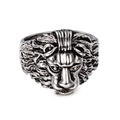 Hip hop lion head ring for men in retro silver finish stainless steel - US 8 / Steel Lion
