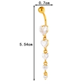 Golden heart navel ring with five sparkling zircon tassels and 5.54cm total length - 0188-6# Five Hearts Long Tassel Style / Gold