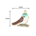 Cute brown and white bird alloy pendant charm with green hat and gold branch detail - 3# Blue Hat Sparrow