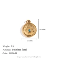 Ciondolo occhio del diavolo in acciaio inossidabile placcato oro 18K da 20,6x15,4mm - Ciondolo Malocchio Turchese