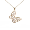 Collana con farfalla in rame placcato oro 18K e ciondolo in zircone micro-pavimentato - Farfalla Traforata/Zirconia Trasparente / Oro