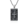 Collar para hombre de acero titanio con colgante rectangular de carbono y cruz de - Solo colgante / Negro Acero